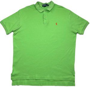 Green w/Orange Logo Polo Ralph Lauren Classic Fit Short Sleeve Polo Shirt - L